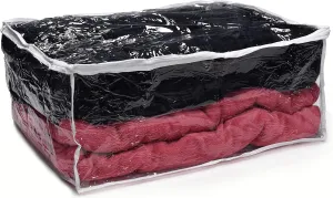 Handy Laundry Blanket Storage Bags - 90 L - Zippered Large Clear Plastic Storage Bag, Shield Your Quilt Blankets, Bedding and Clothes from Dust, Dirt & Moisture - Gliding Zipper for Easy Access