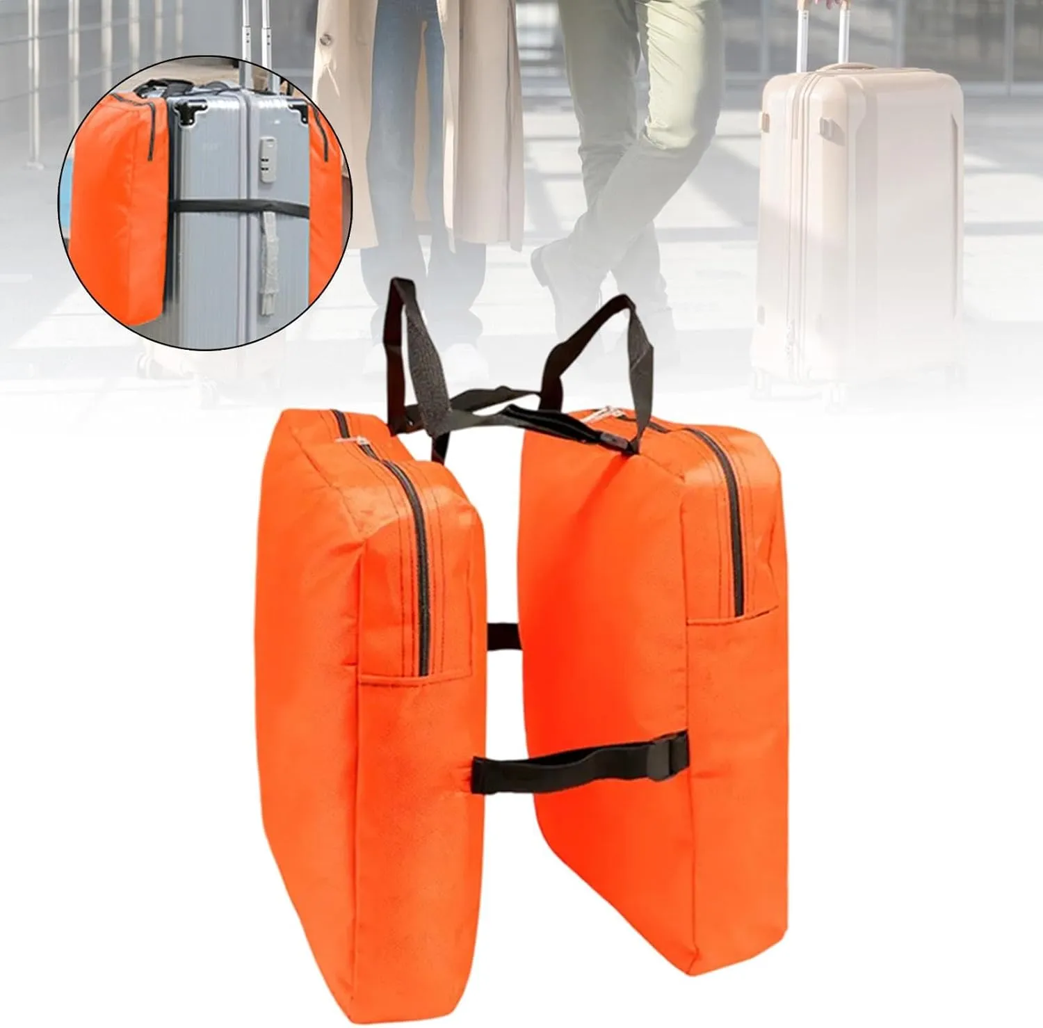 Hanging Luggage Organizer for Suitcase with Adjustable Straps Travel Accessories Bag Luggage Attachment for Umbrella Laptop, Orange