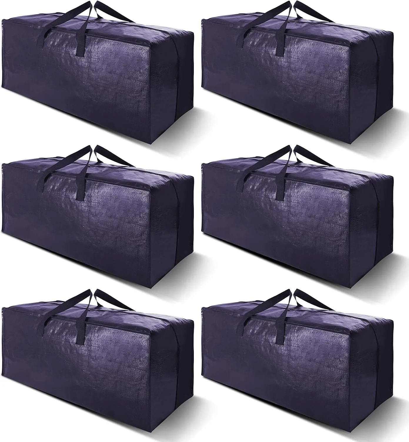 Heavy Duty Extra Large Moving Bags W/Backpack Straps - Strong Handles & Zippers, Storage Totes For Space Saving, Fold Flat, Alternative to Moving Box and Storage Bin (Set of 6, Blue)