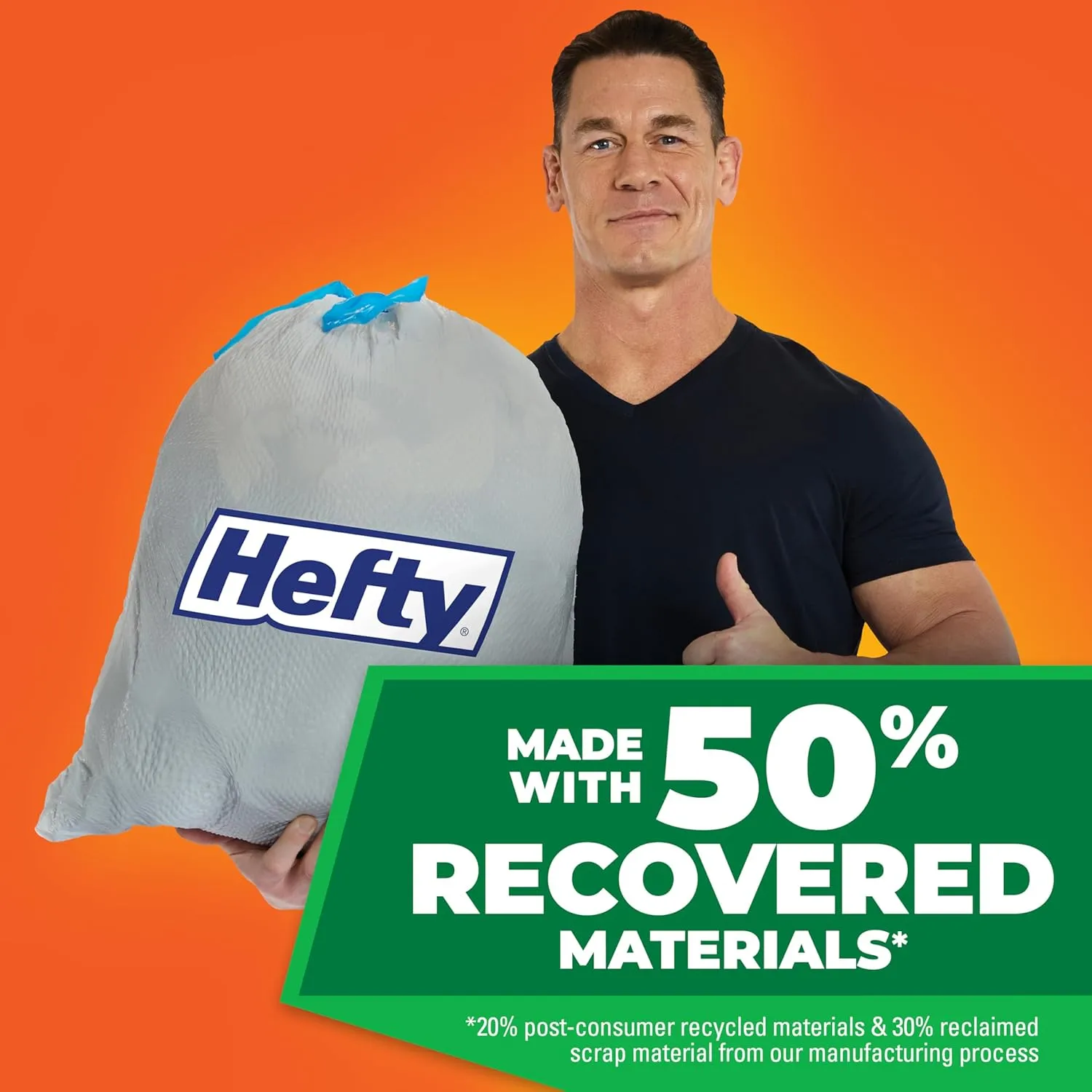 Hefty Ultra Strong Made with 50% Recovered Materials* Tall Kitchen Trash Bags, Gray, Clean Burst, 13 Gallon, 40 Count