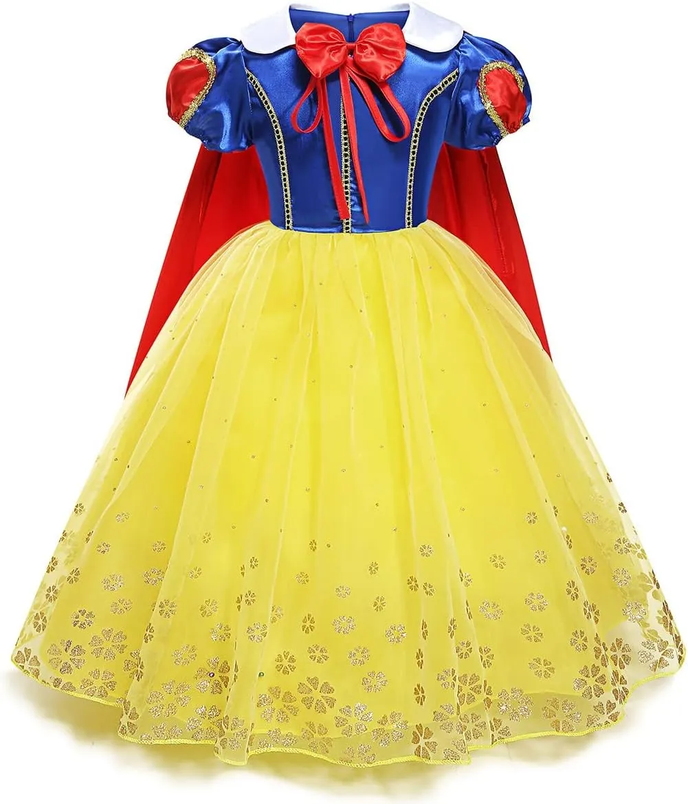 HIHCBF Girls Princess Snow White Costume Birthday Christmas Party Halloween Carnival Fancy Dress Up Outfits (w/Accessories)