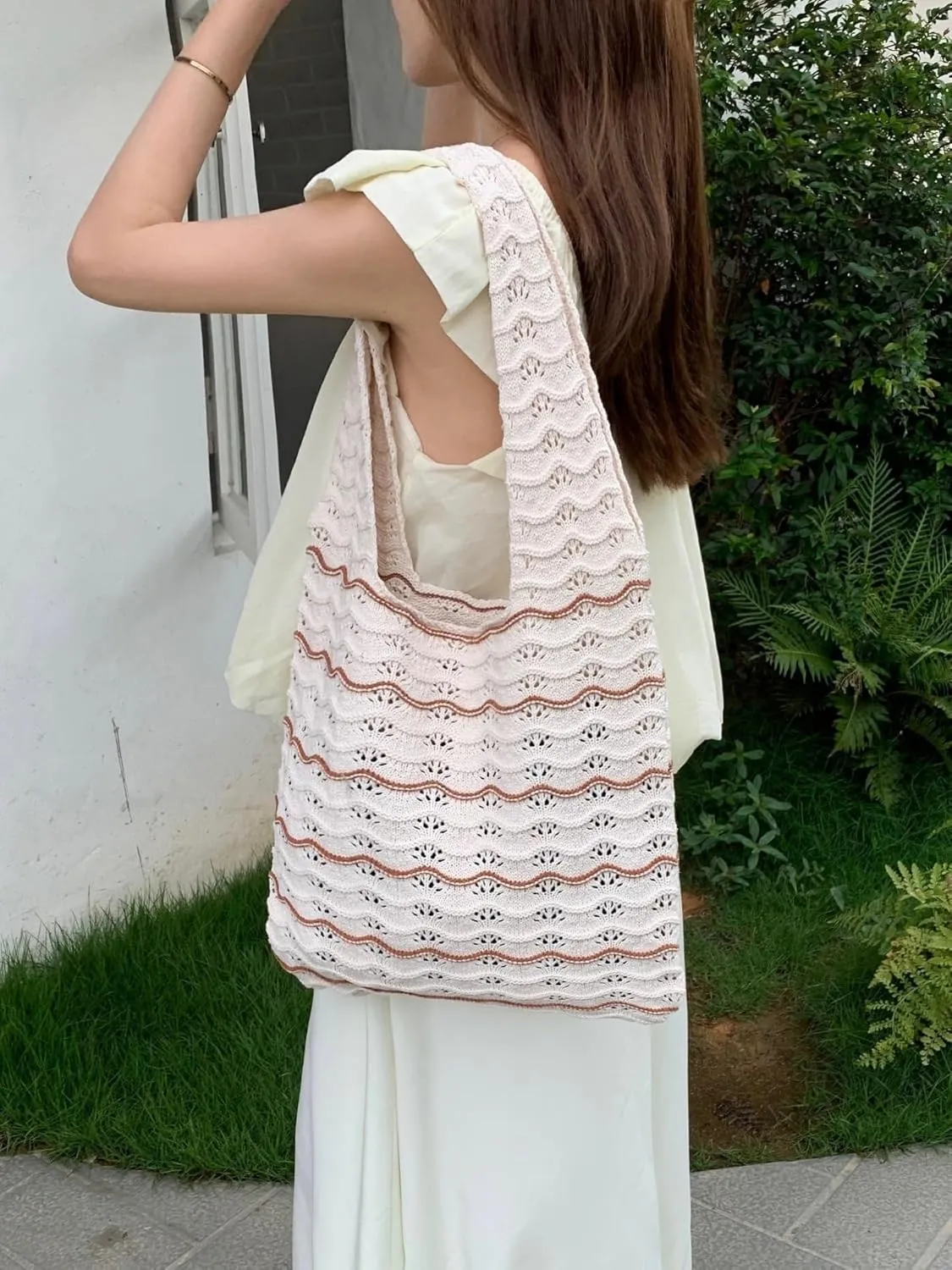 Hobo Bag Fairy Grunge Aesthetic Shoulder Bags Purse for Women Girls Grunge Accessories Crochet Tote Beach Bag