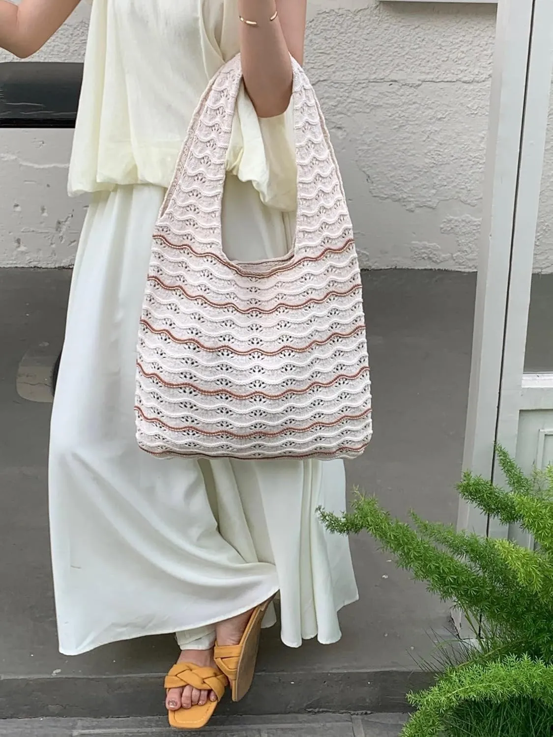 Hobo Bag Fairy Grunge Aesthetic Shoulder Bags Purse for Women Girls Grunge Accessories Crochet Tote Beach Bag