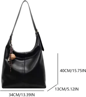 Hobo bag for Women,PU Leather Shoulder bag Slouchy Tote Bags Designer Handbag Bow with Doll Accessories