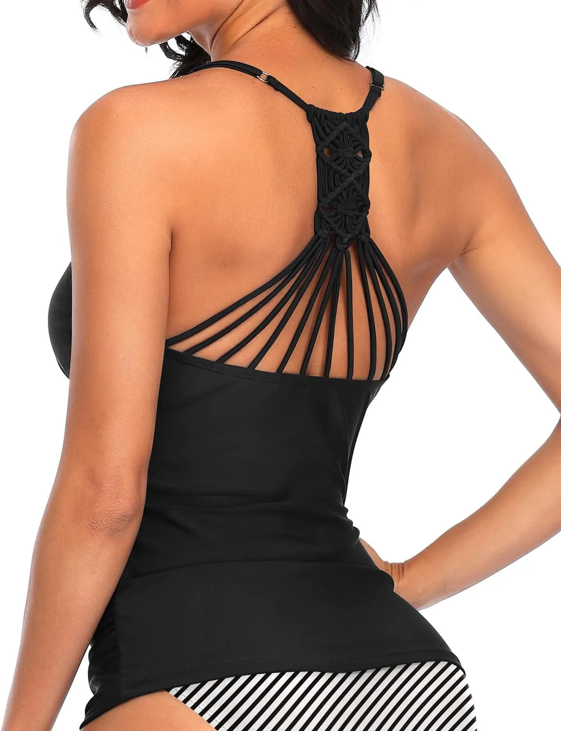 Holipick Tankini for Women V Neck Tummy Control Swim Top Ruched Bathing Suit No Bottom