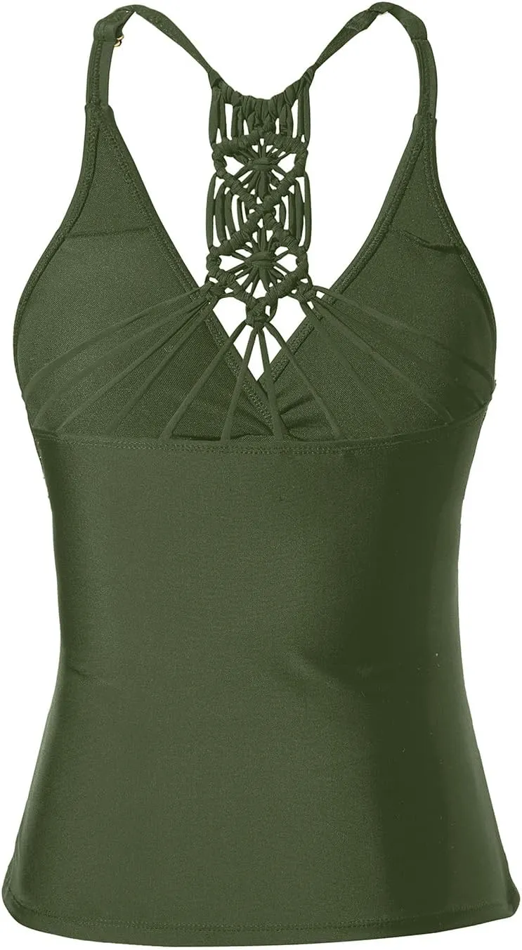 Holipick Tankini for Women V Neck Tummy Control Swim Top Ruched Bathing Suit No Bottom