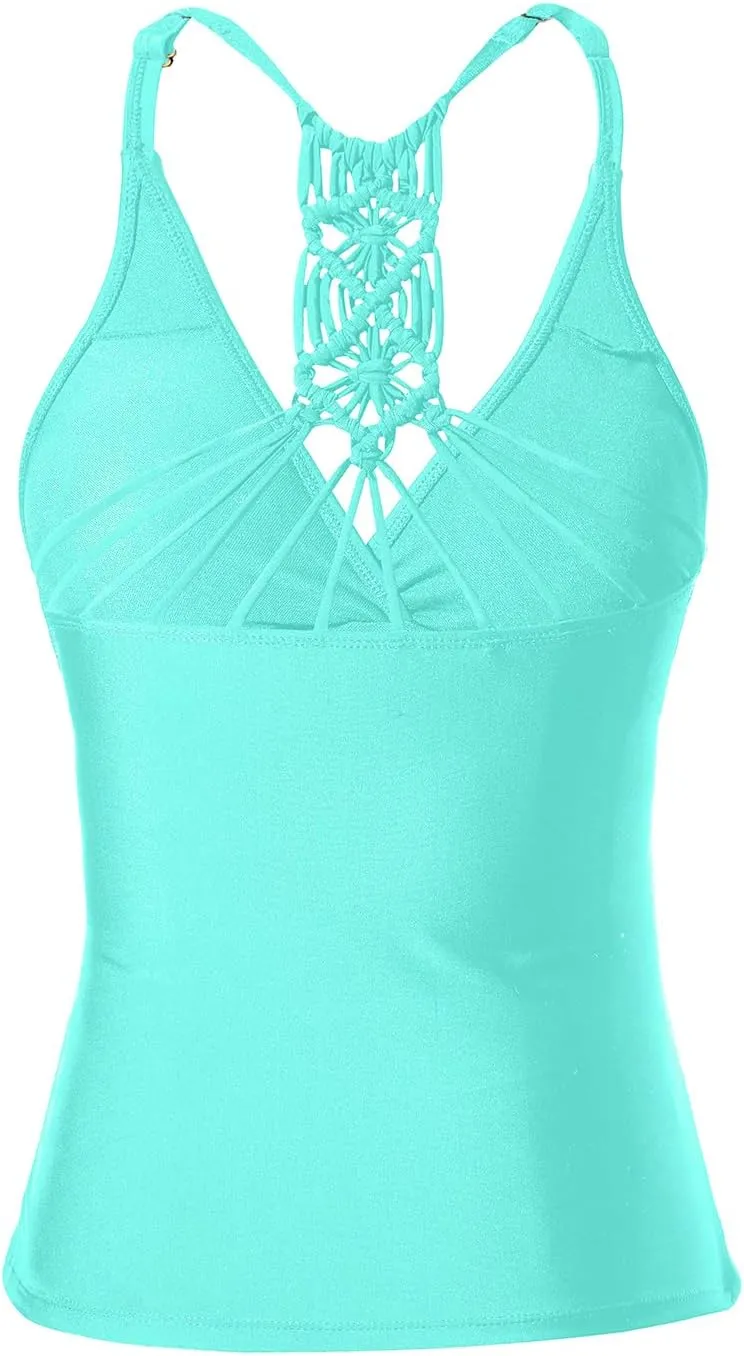 Holipick Tankini for Women V Neck Tummy Control Swim Top Ruched Bathing Suit No Bottom