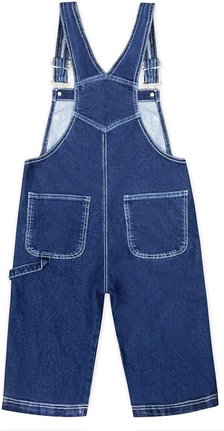 Hybrid & Company Womens Leisure Adjustable Straps Stretch Bermuda Denim jumpsuits Overalls