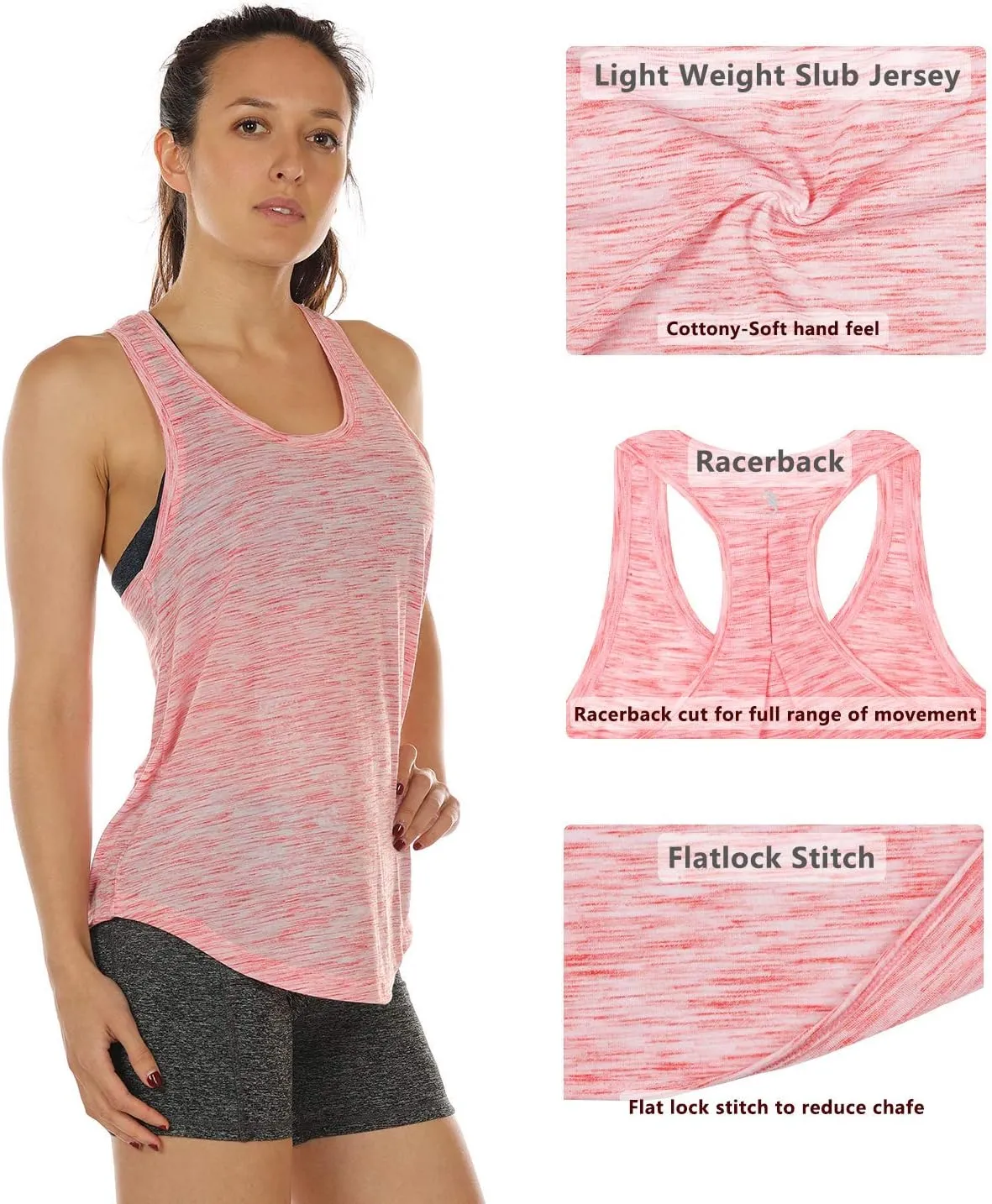 icyzone Workout Tank Tops for Women - Athletic Yoga Tops, Racerback Running Tank Top, Gym Exercise Shirts