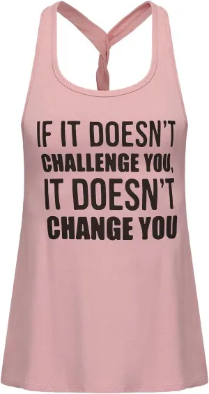 IRISGOD Womens Workout Tank Tops Summer Graphic Twisted Back Sleeveless Tops Athletic Gym Shirts