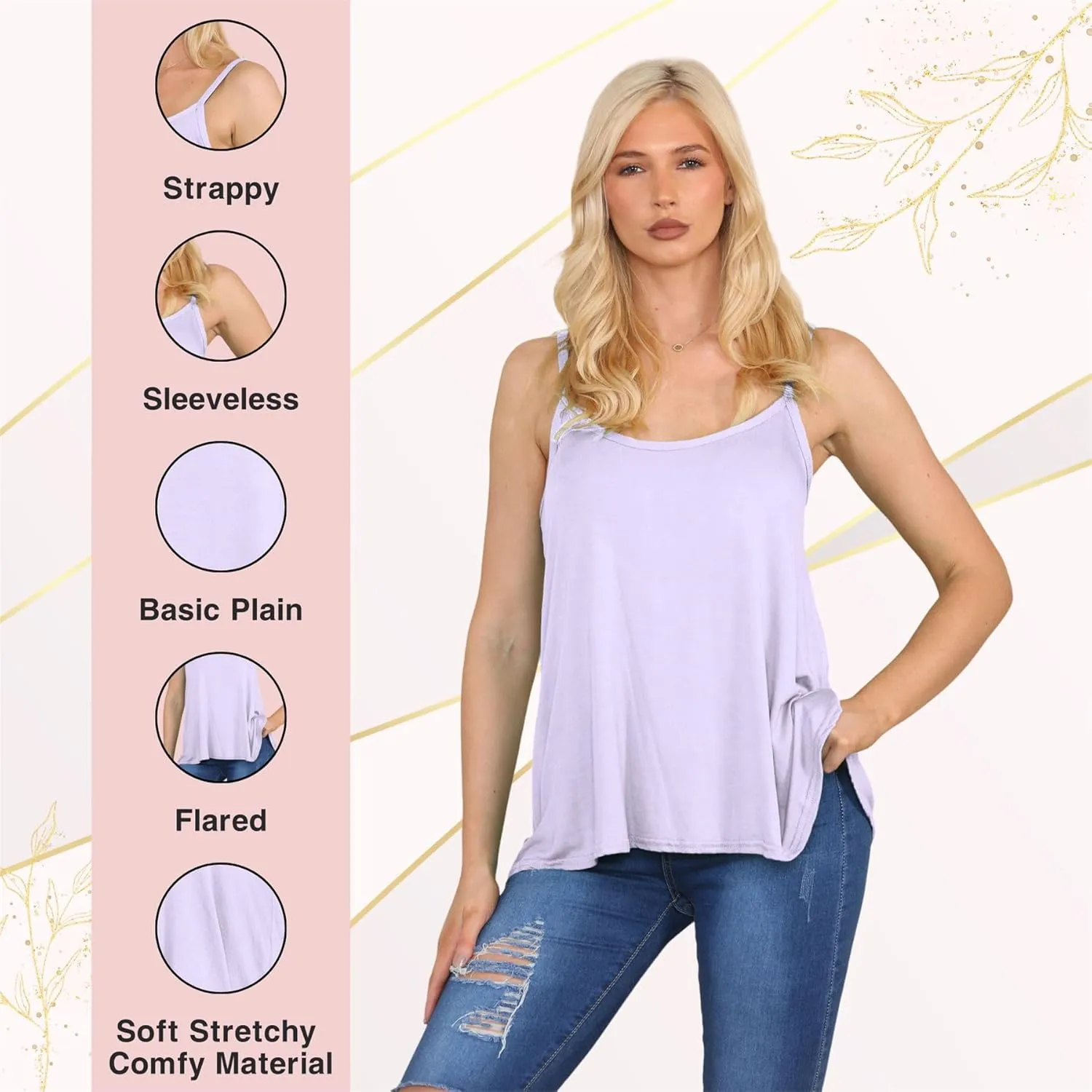 Janisramone Vest for Women | New Plain Stretchy Sleeveless Camisole Summer Tank Tops Women | Ideal Womens Summer Tops