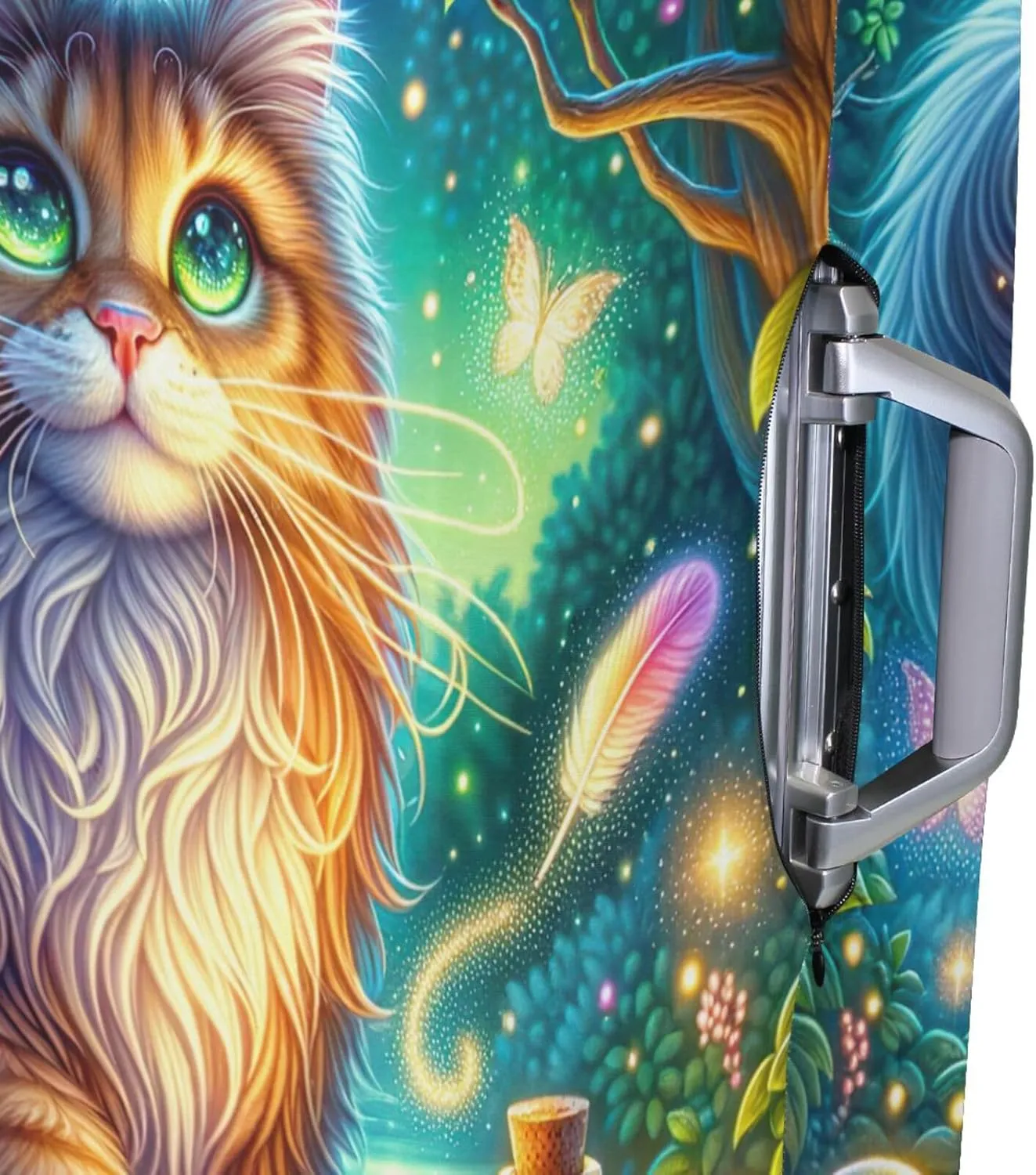 Joisal Cat Enchanted Forest Luggage Covers Tsa Approved Fit 18-32 Inch Luggage, Luggage Accessories for Suitcases