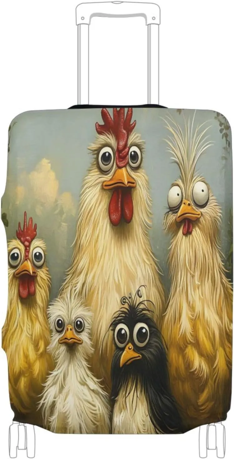 Joisal Funny Chickens Luggage Covers for Suitcase Tsa Approved Fit 18-32 Inch Luggage, Suitcase Accessories