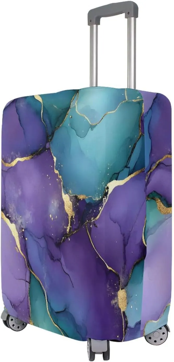 Joisal Marble Purple Gold Luggage Cover Protector Scratch-Resistant Luggage Identifiers for Suitcases Unique, Travel Accessories