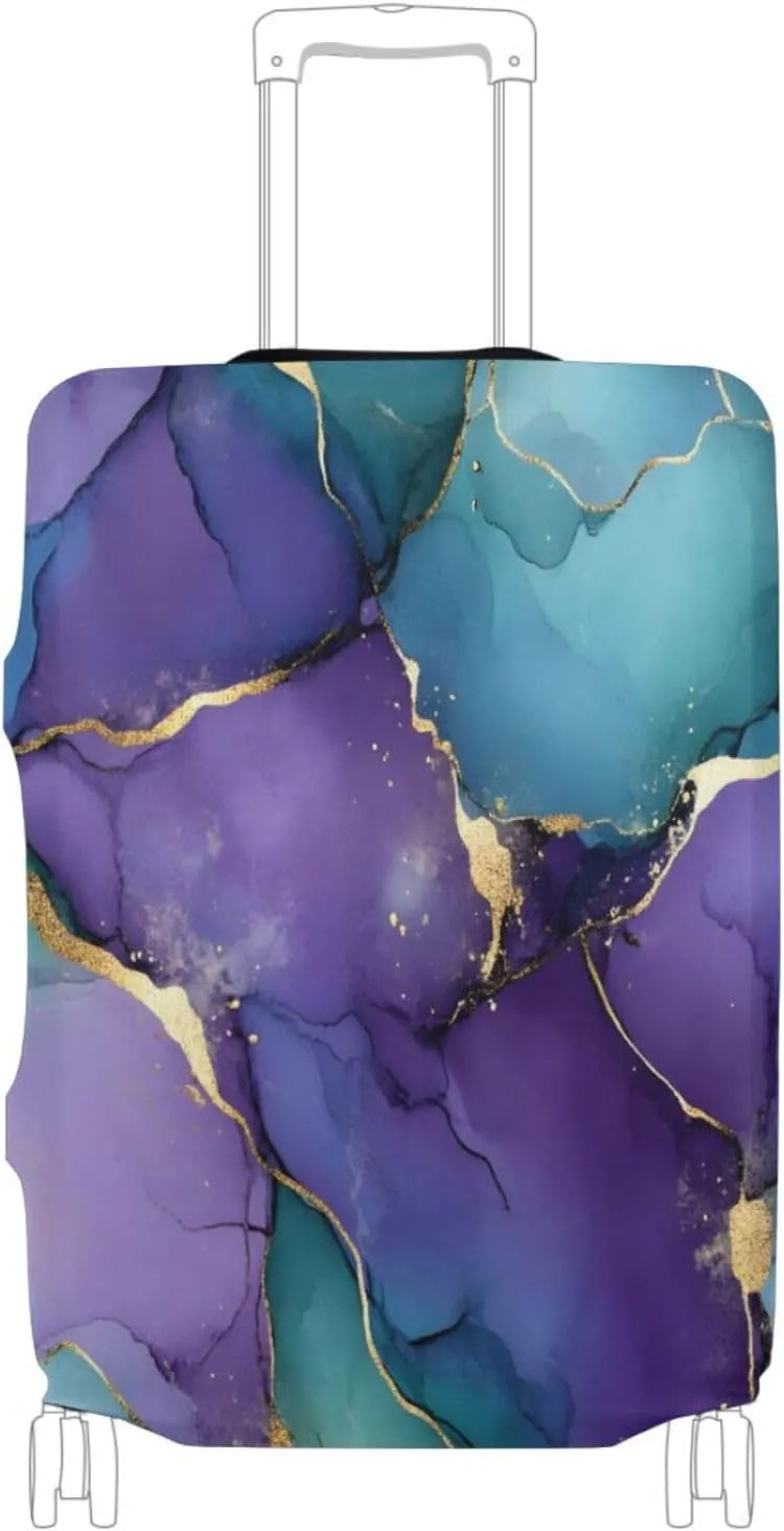 Joisal Marble Purple Gold Luggage Cover Protector Scratch-Resistant Luggage Identifiers for Suitcases Unique, Travel Accessories