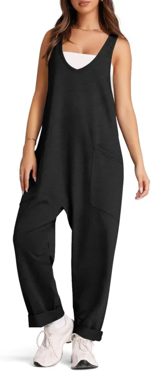 Jumpsuits for Women Casual Cotton Baggy Overalls Wide Leg Jumpsuits Tank Sleeveless One-Piece Romper Loose Fit