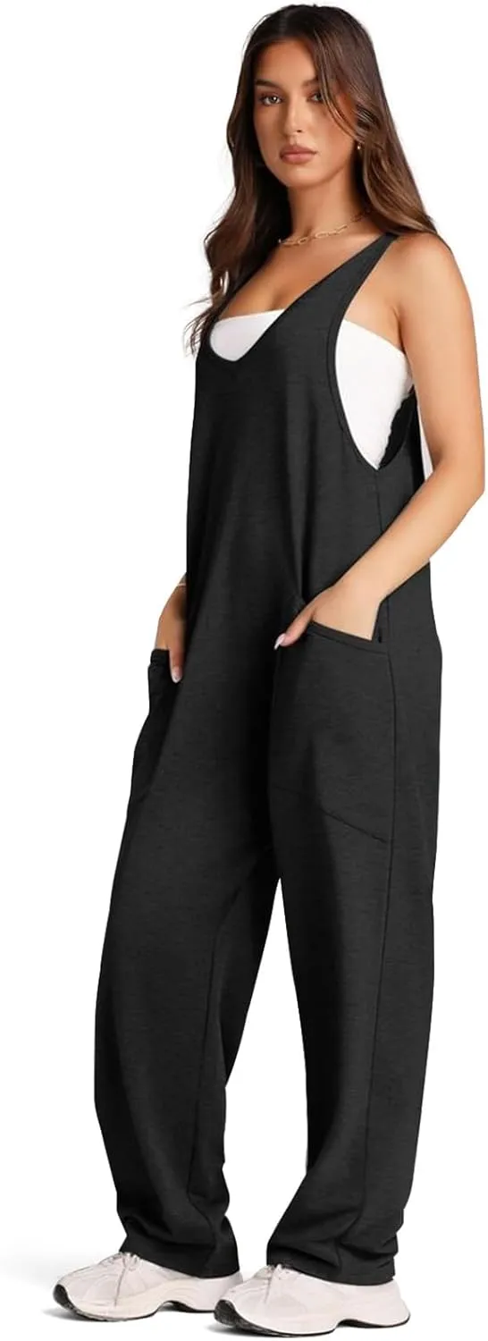 Jumpsuits for Women Casual Cotton Baggy Overalls Wide Leg Jumpsuits Tank Sleeveless One-Piece Romper Loose Fit