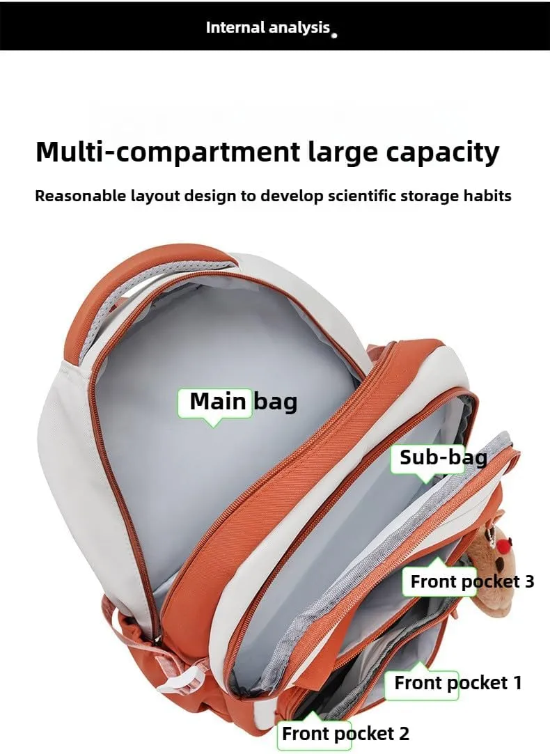 Kawaii Capybara Large Capacity Pink Backpack for Women Waterproof Laptop Casual Daypack with Accessories for Travel (Orange)
