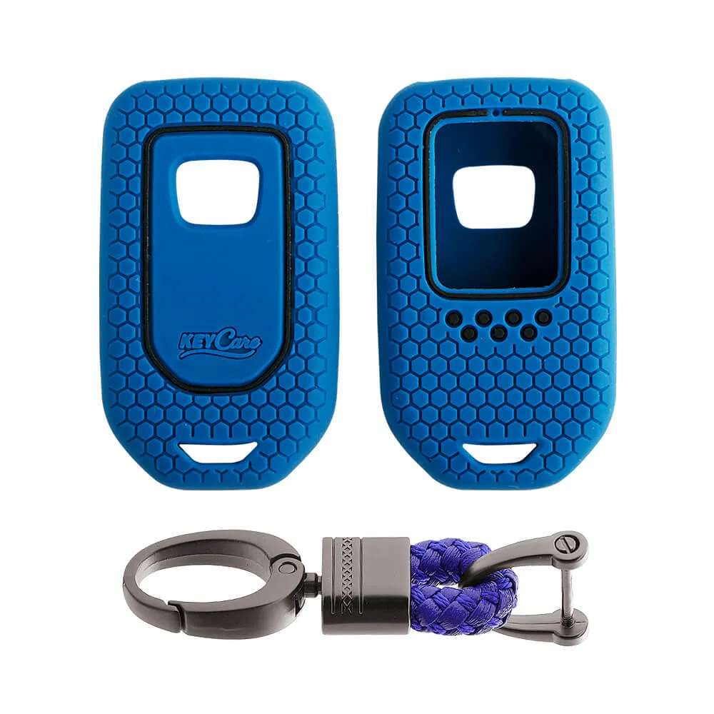 Keycare silicone key cover and keychain fit for : Honda City, Elevate, Civic, Jazz, Brio, Amaze, CR-V, WR-V, BR-V, Mobilio, Accord 2b/3b/4b/5b Smart Key (KC-24, Alloy keychain black)