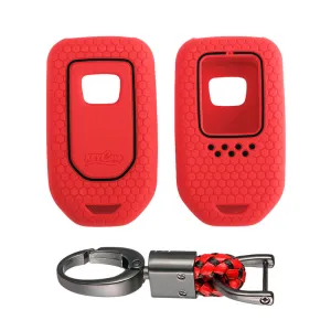 Keycare silicone key cover and keychain fit for : Honda City, Elevate, Civic, Jazz, Brio, Amaze, CR-V, WR-V, BR-V, Mobilio, Accord 2b/3b/4b/5b Smart Key (KC-24, Alloy keychain black)
