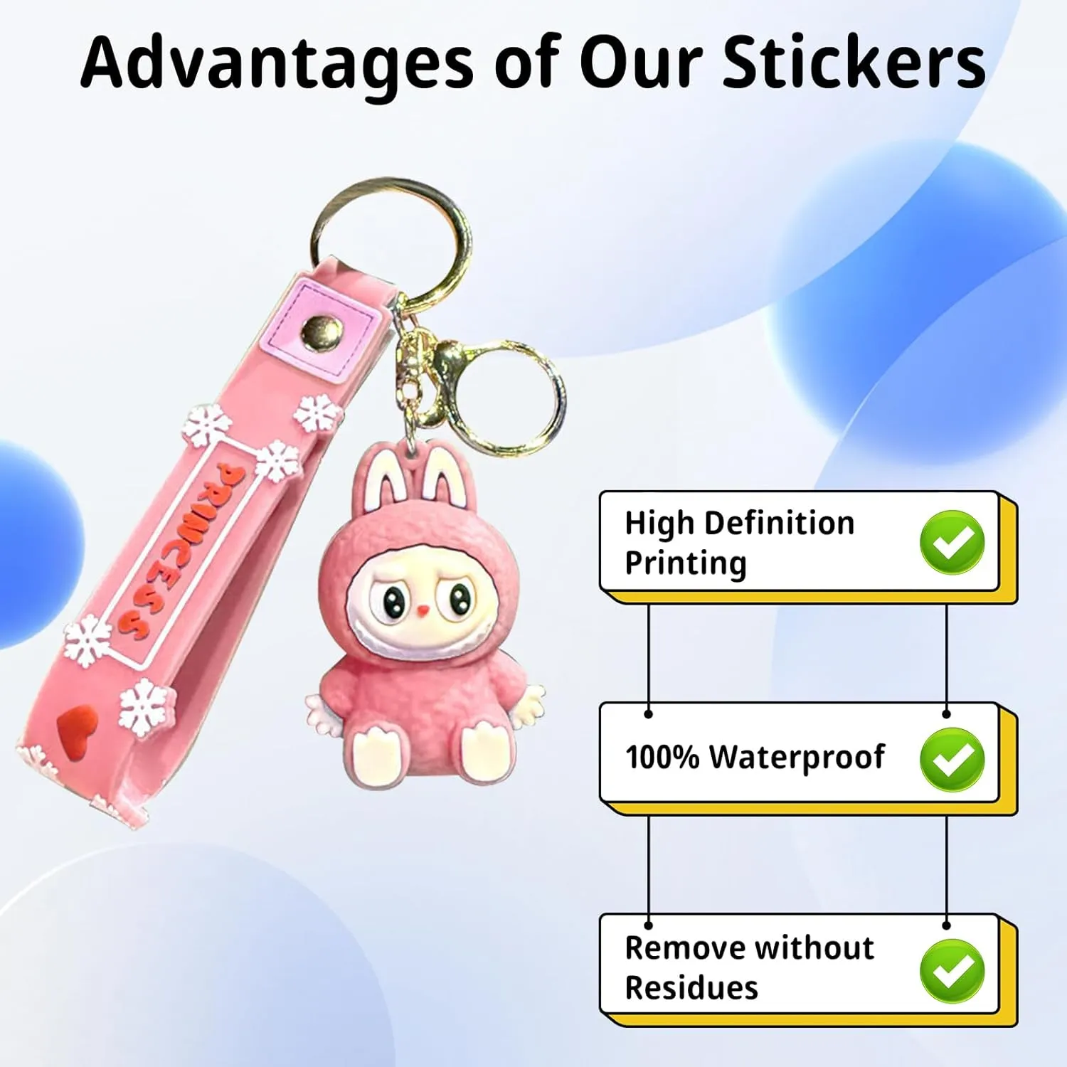 Labubu Keychain, Cute Labubu Doll Wristlet Accessories Kawaii Monster Key Chain Bag Charm Gift for Women