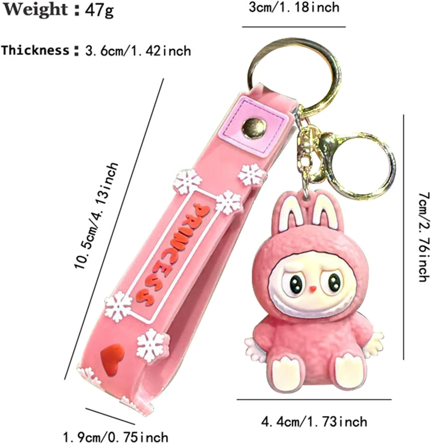 Labubu Keychain, Cute Labubu Doll Wristlet Accessories Kawaii Monster Key Chain Bag Charm Gift for Women