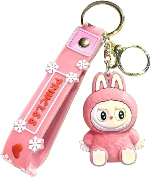 Labubu Keychain, Cute Labubu Doll Wristlet Accessories Kawaii Monster Key Chain Bag Charm Gift for Women