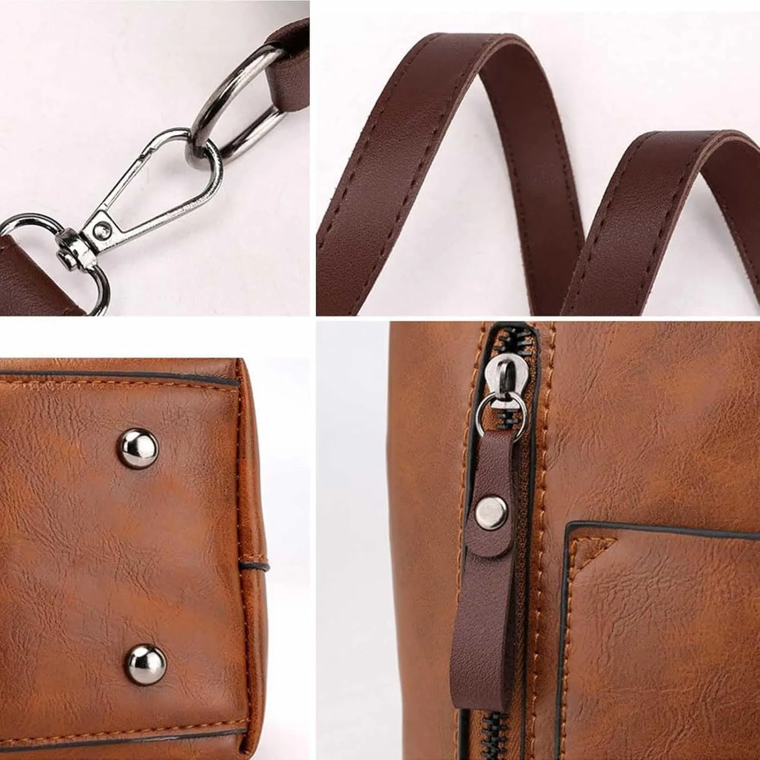 Ladies Vintage Leather Shoulder Bag Large Capacity Tote Bags Women Crossbody Bag Multi Pocket (Purple, One Size)