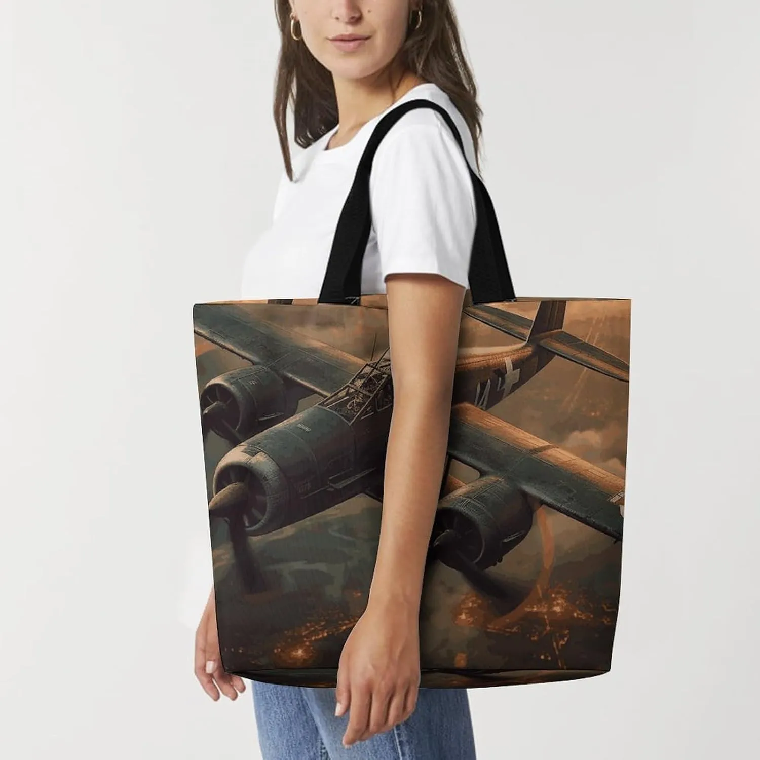 Large Capacity Shopping Bag Wild Seas Canvas Grocery Bags Foldable Tote Bag