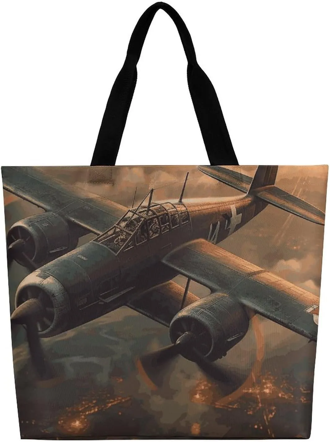 Large Capacity Shopping Bag Wild Seas Canvas Grocery Bags Foldable Tote Bag