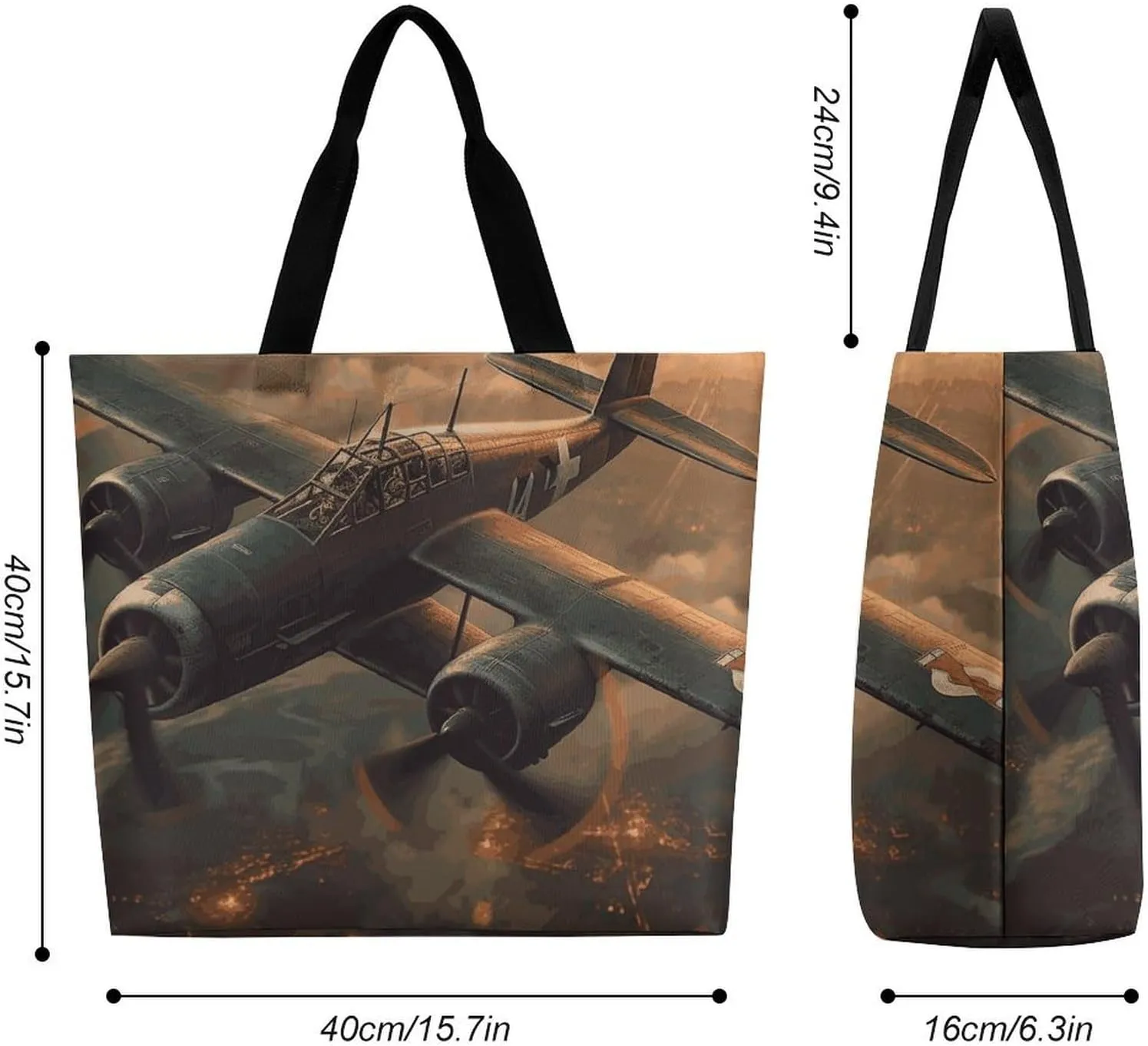 Large Capacity Shopping Bag Wild Seas Canvas Grocery Bags Foldable Tote Bag