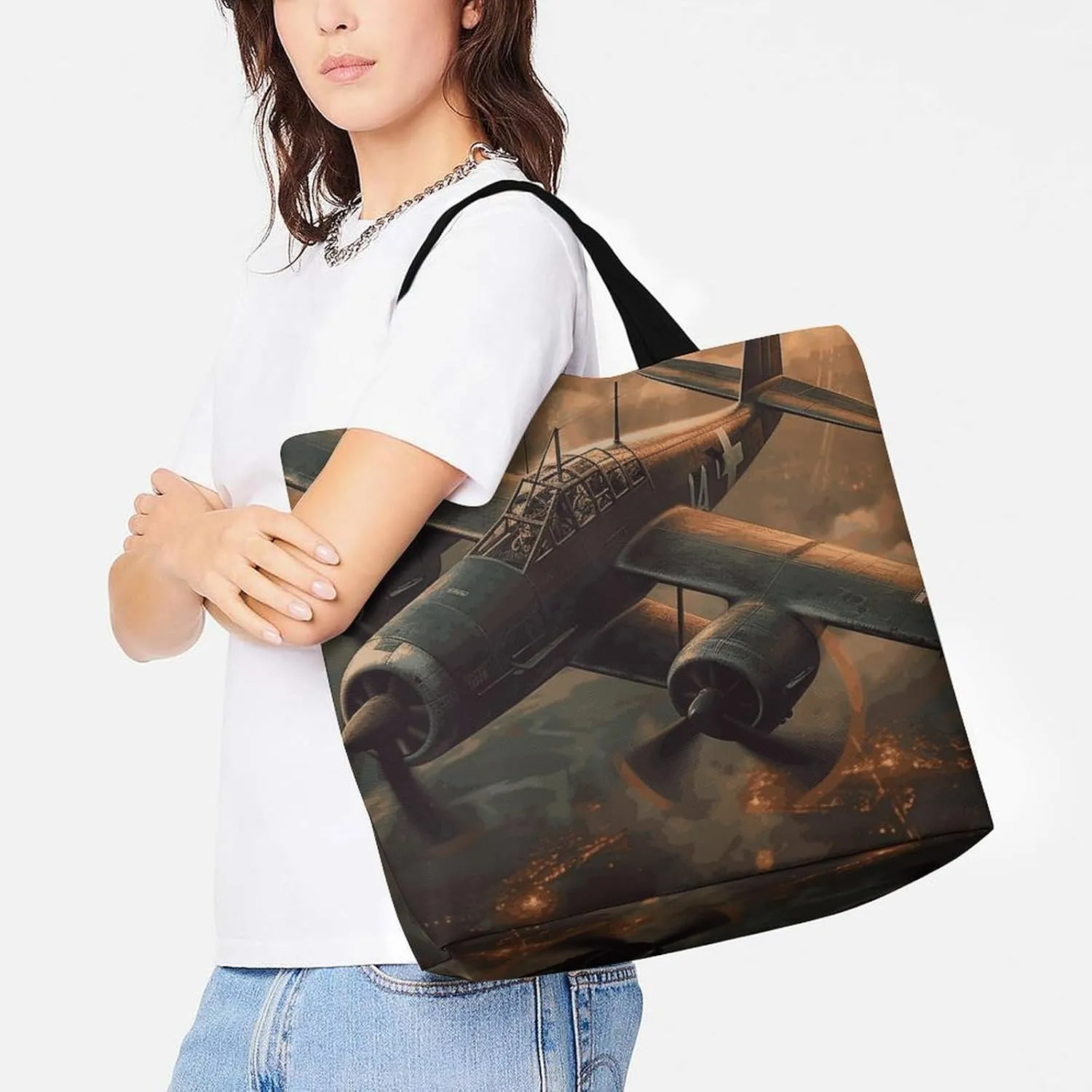 Large Capacity Shopping Bag Wild Seas Canvas Grocery Bags Foldable Tote Bag