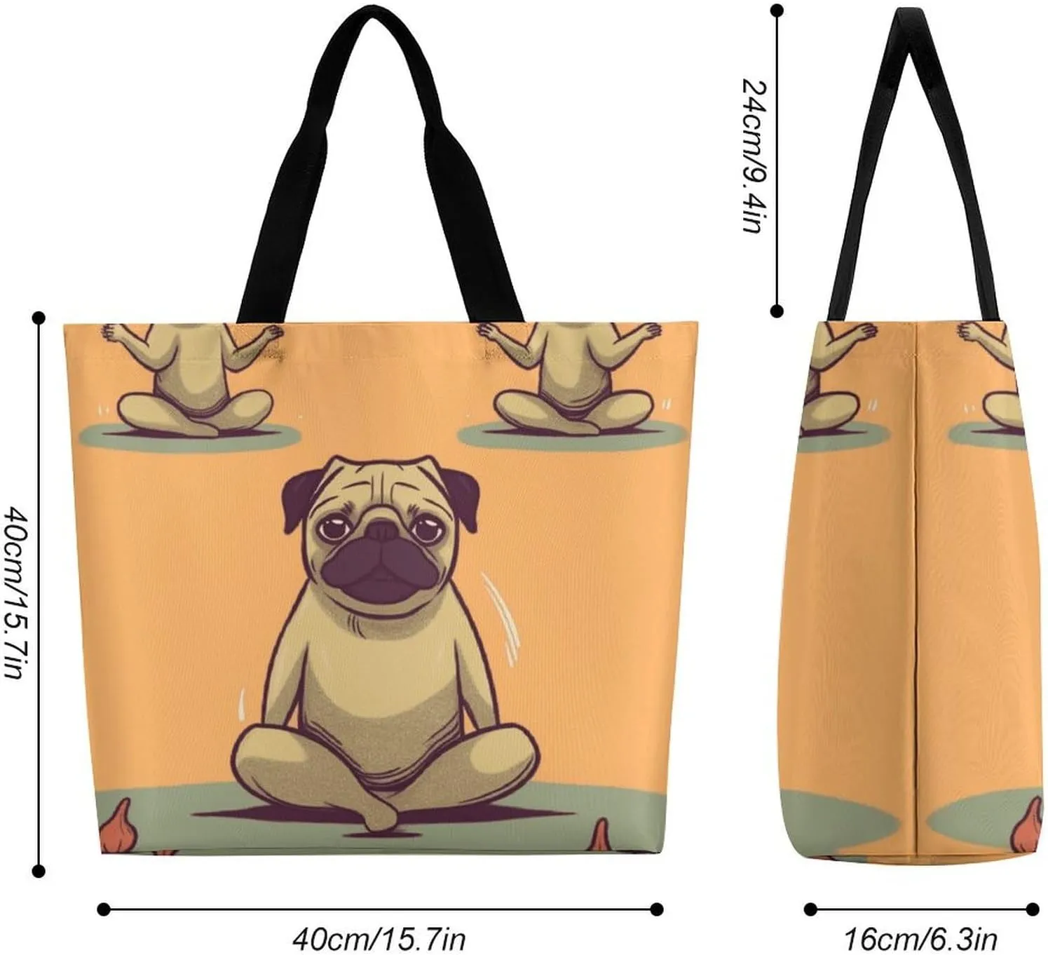 Large Capacity Shopping Bag Yellow Rose Canvas Grocery Bags Foldable Tote Bag