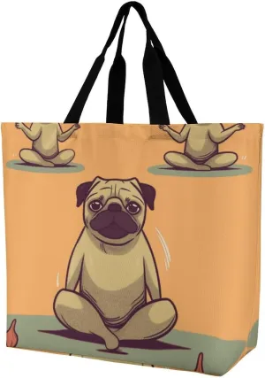 Large Capacity Shopping Bag Yellow Rose Canvas Grocery Bags Foldable Tote Bag