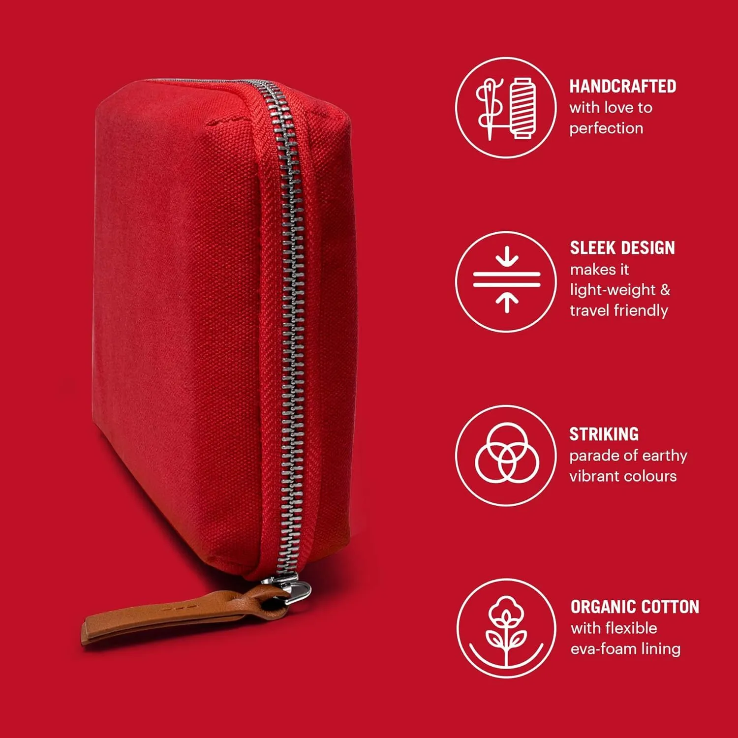 Large Travel Digital Accessories Storage Bag, Portable Gadget Organizer Case, Zippered Tech Kit Organizer Pouch - Red(Canvas)