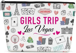 Las Vegas Girls Trip Makeup Bag, Las Vegas Souvenir Las Vegas Lovers Gift Los Angeles Travel Cosmetic Bag for Women Bestie Girls Weekend Birthday Christmas Bachelorette Party Friendship Gifts