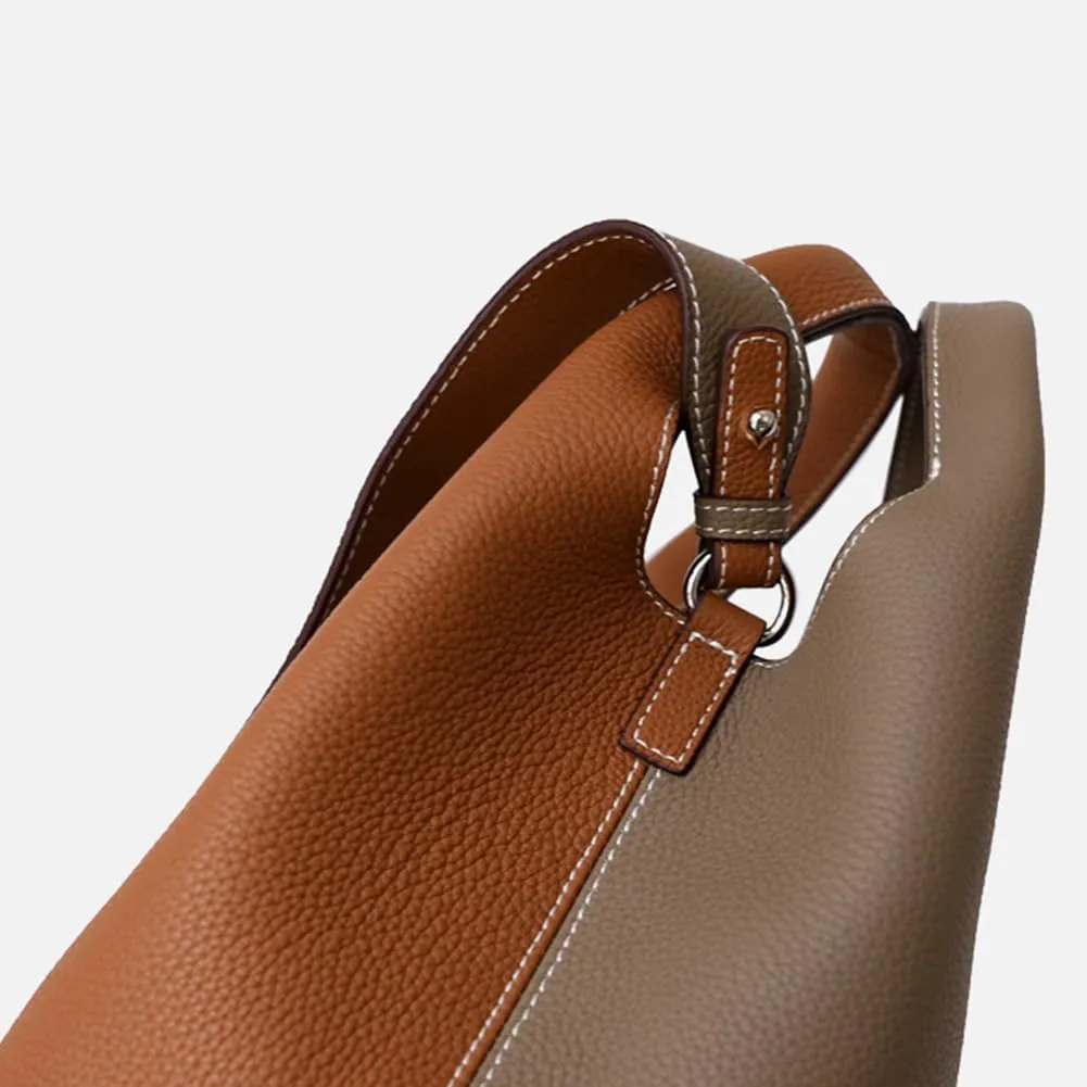 Leather Bucket Bags Tote Bags Crossbody Bags Women's Fashion Wallets and Handbags Shoulder Bags (Grey and Brown)