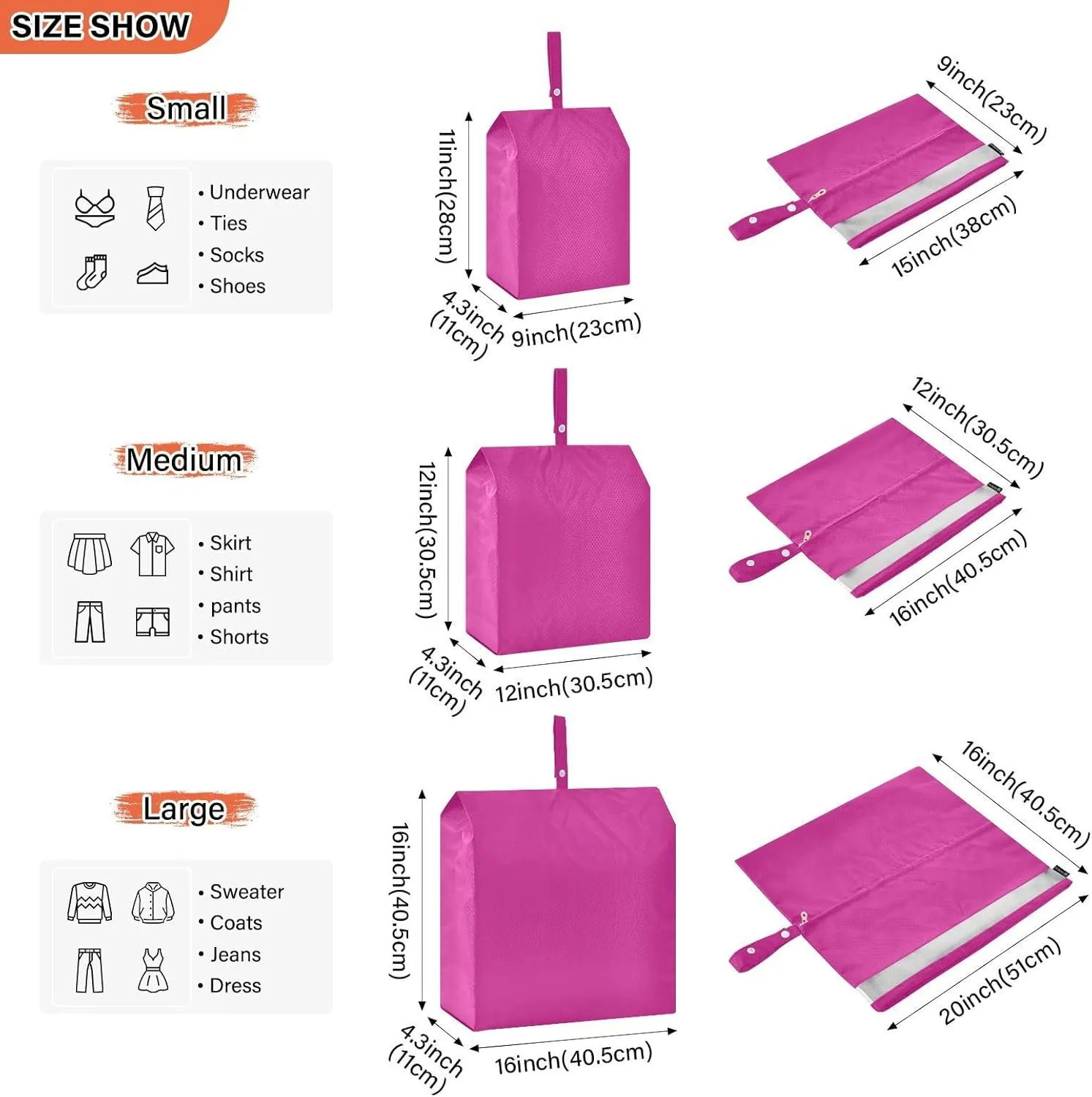 Luggage Space Saver, Luggages Management Personnel, Medium Violet Red, With Zipper, 3 Set Travel Packing Cubes For Suitcases, Garment Bag Closet Storage
