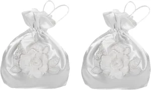 LUOZZY 2pcs Floral Embellished Wedding Handbag White Bride Bag Dress up Decoration for Bridesmaid Reception Party Accessories