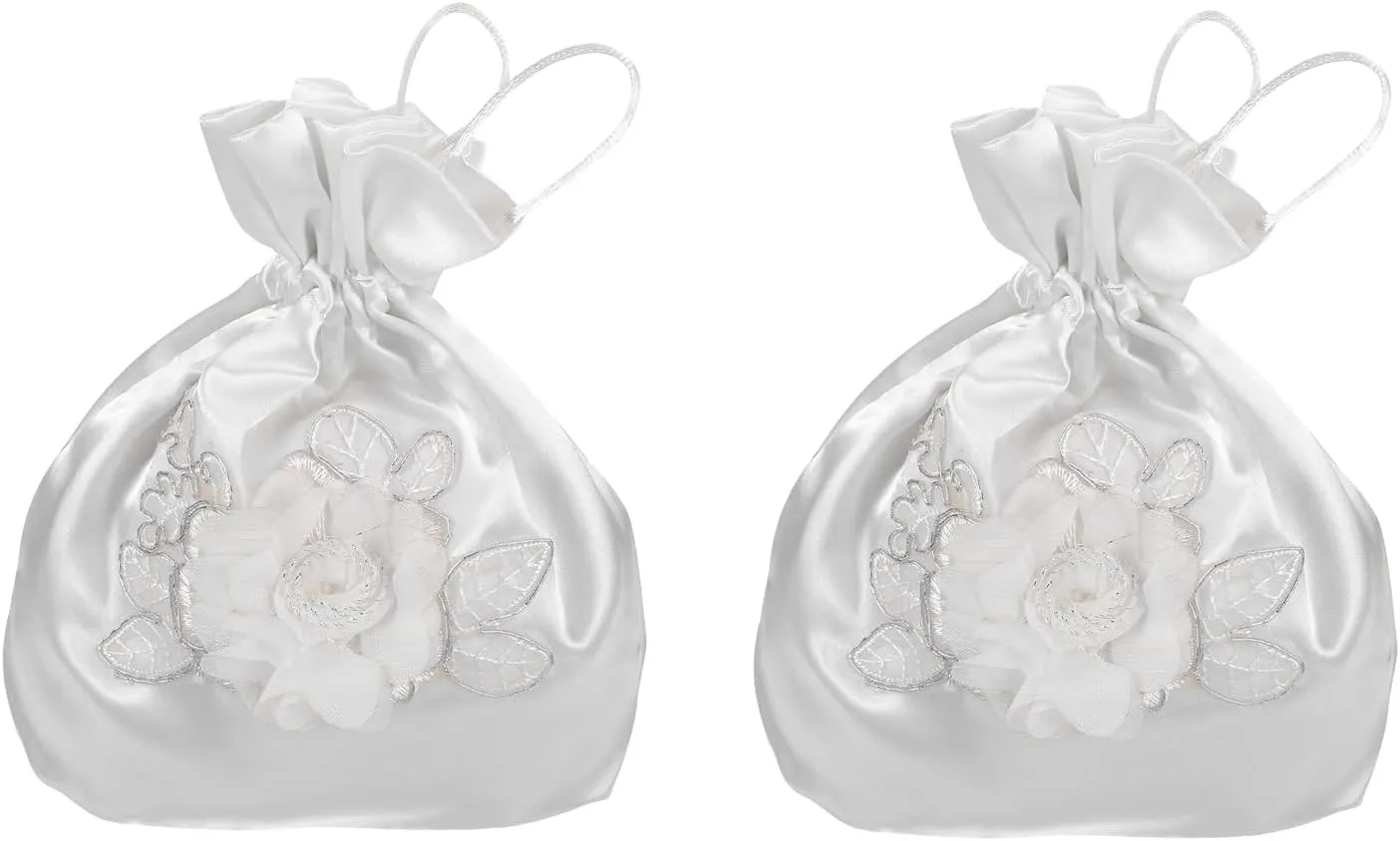 LUOZZY 2pcs Floral Embellished Wedding Handbag White Bride Bag Dress up Decoration for Bridesmaid Reception Party Accessories