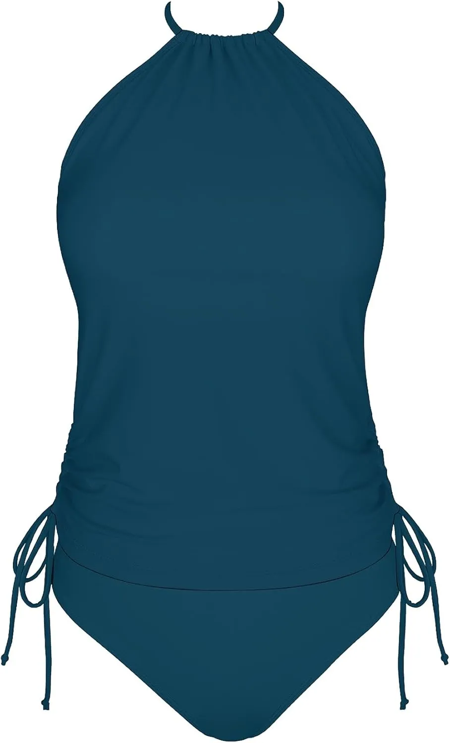 LVZIJUN Women's Tankini Sets Two Piece Bathing Suits Halter Neck Tummy Conrol Tankini Swimsuits Solid Color Thong Bottom