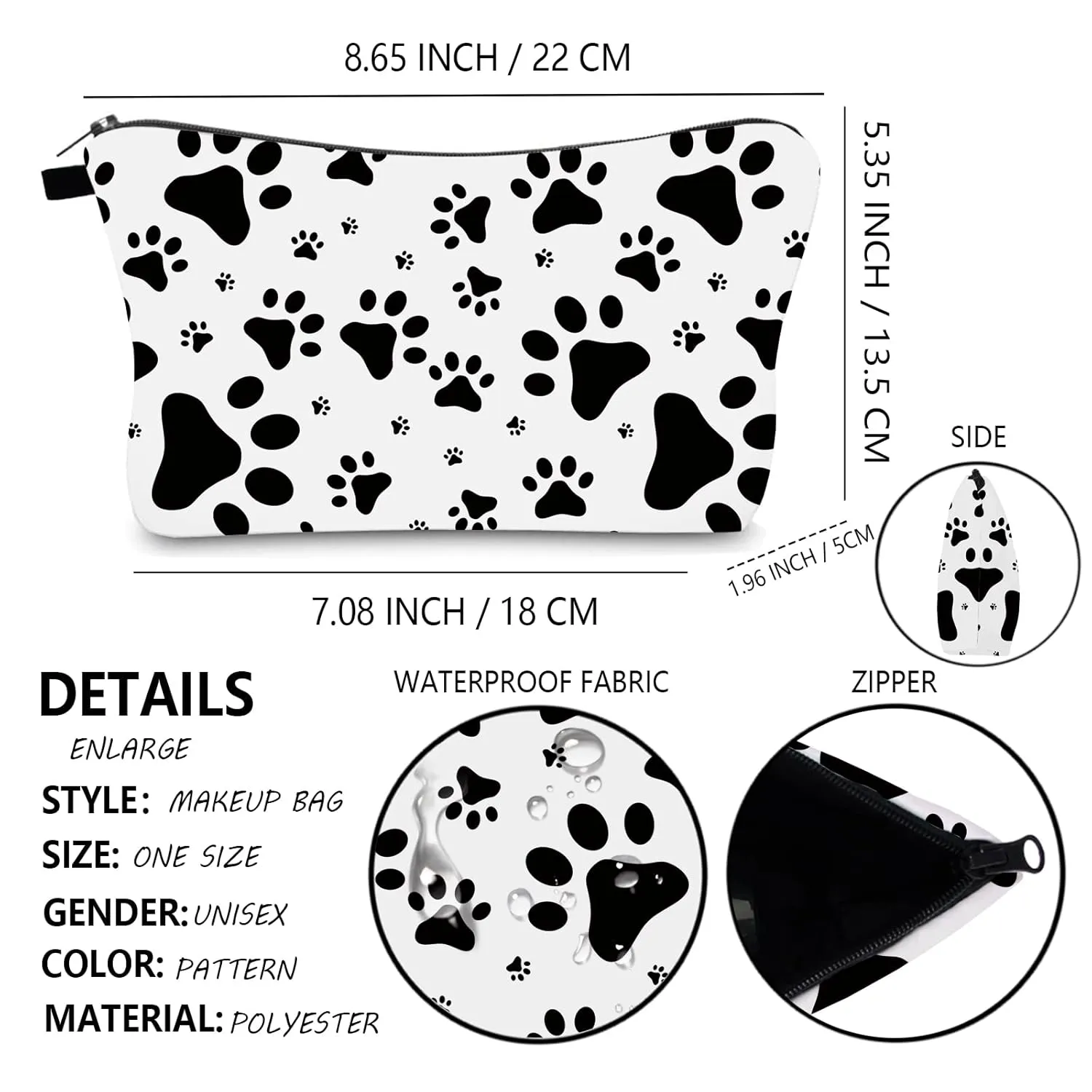 Makeup Bag Travel Accessories Small Size Toiletries Makeup Organizer Cosmetic Bag Gifts for Women (Paw print)
