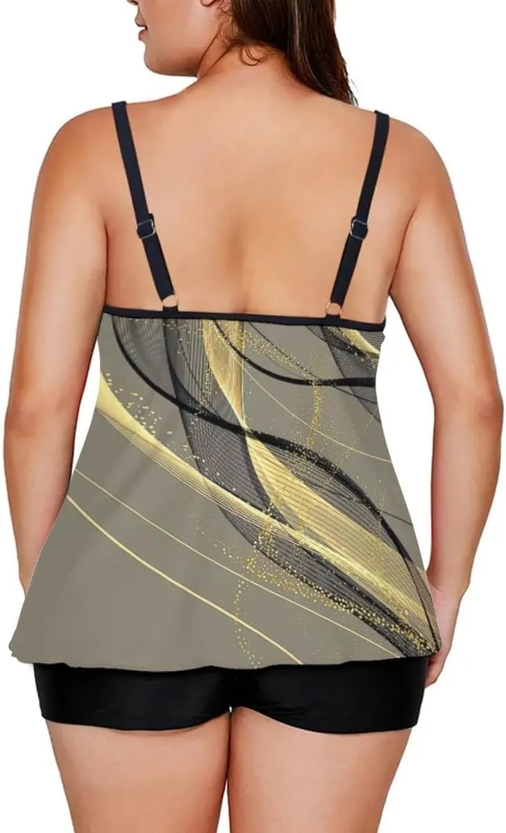 MARZXIN Tankini Swimsuit for Women Floral Two Piece Bathing Suit Swimwear Tank Top Swimwear with Boyshorts