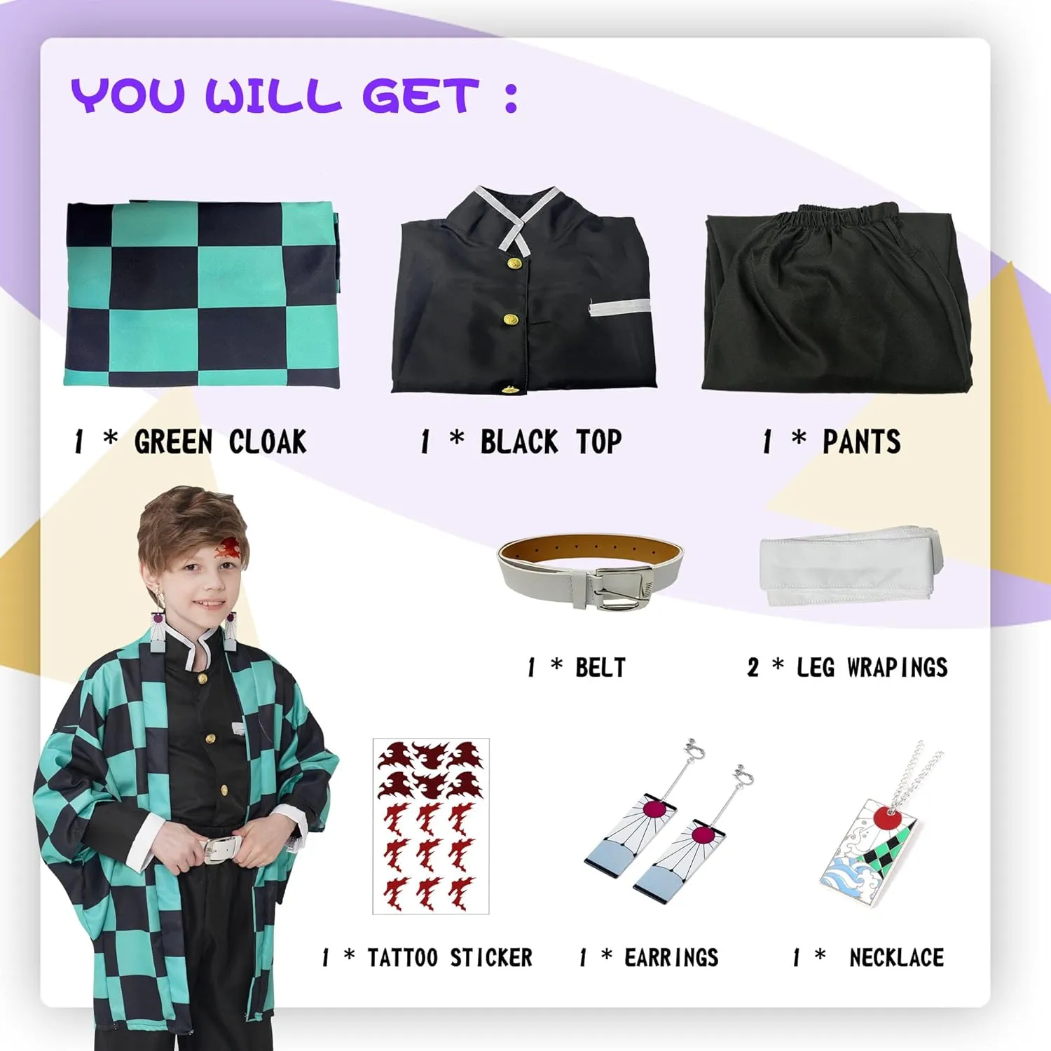 Men Kimono Costume Boys Kamado Cosplay Costumes Cloak Outfits Set Halloween Pink Uniform with Accessories for Men