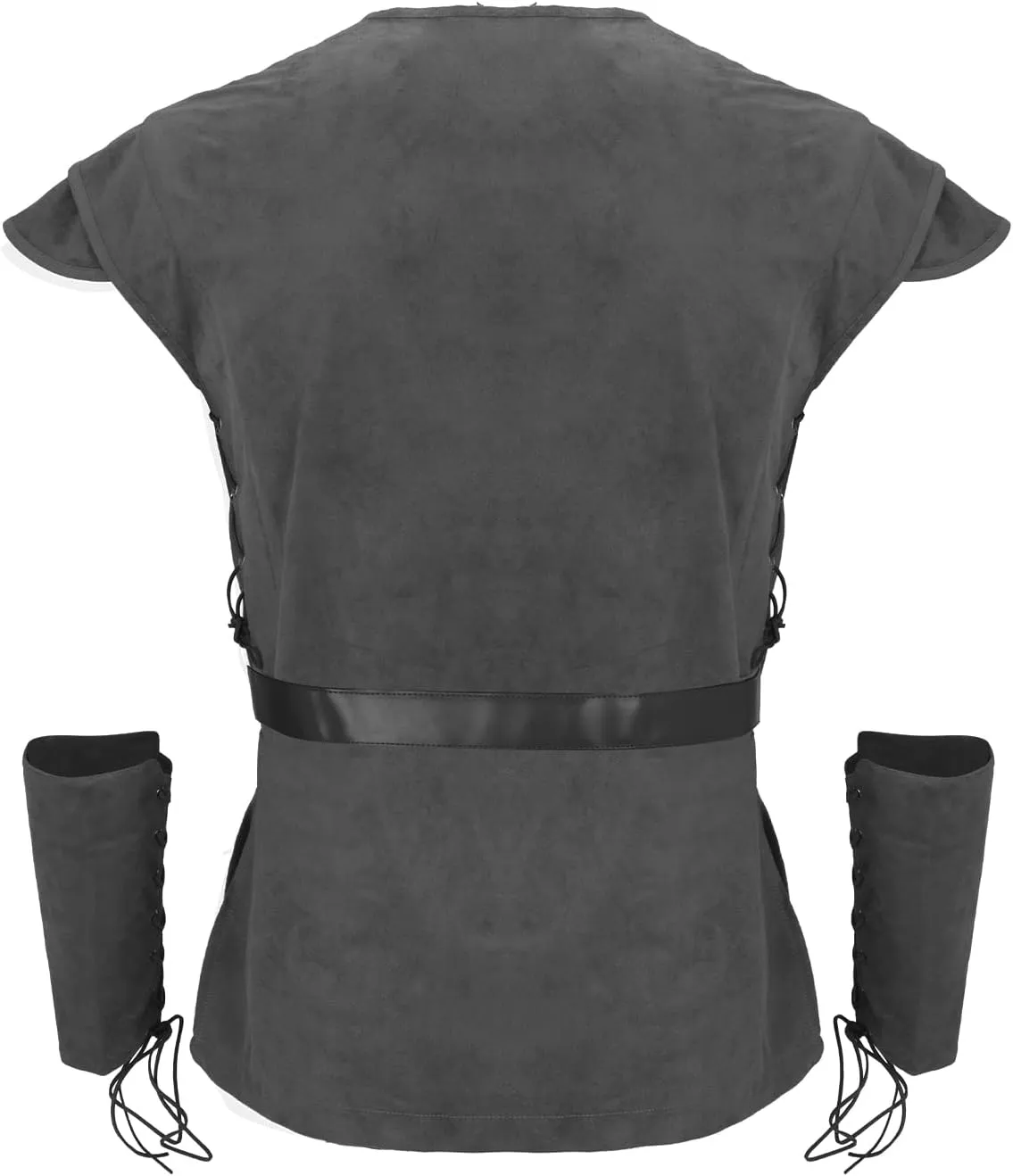 Men Pirate Costume Medieval Pirate Viking Shirt Tunic Vest Waist Belt Arm Guard Accessories Outfit