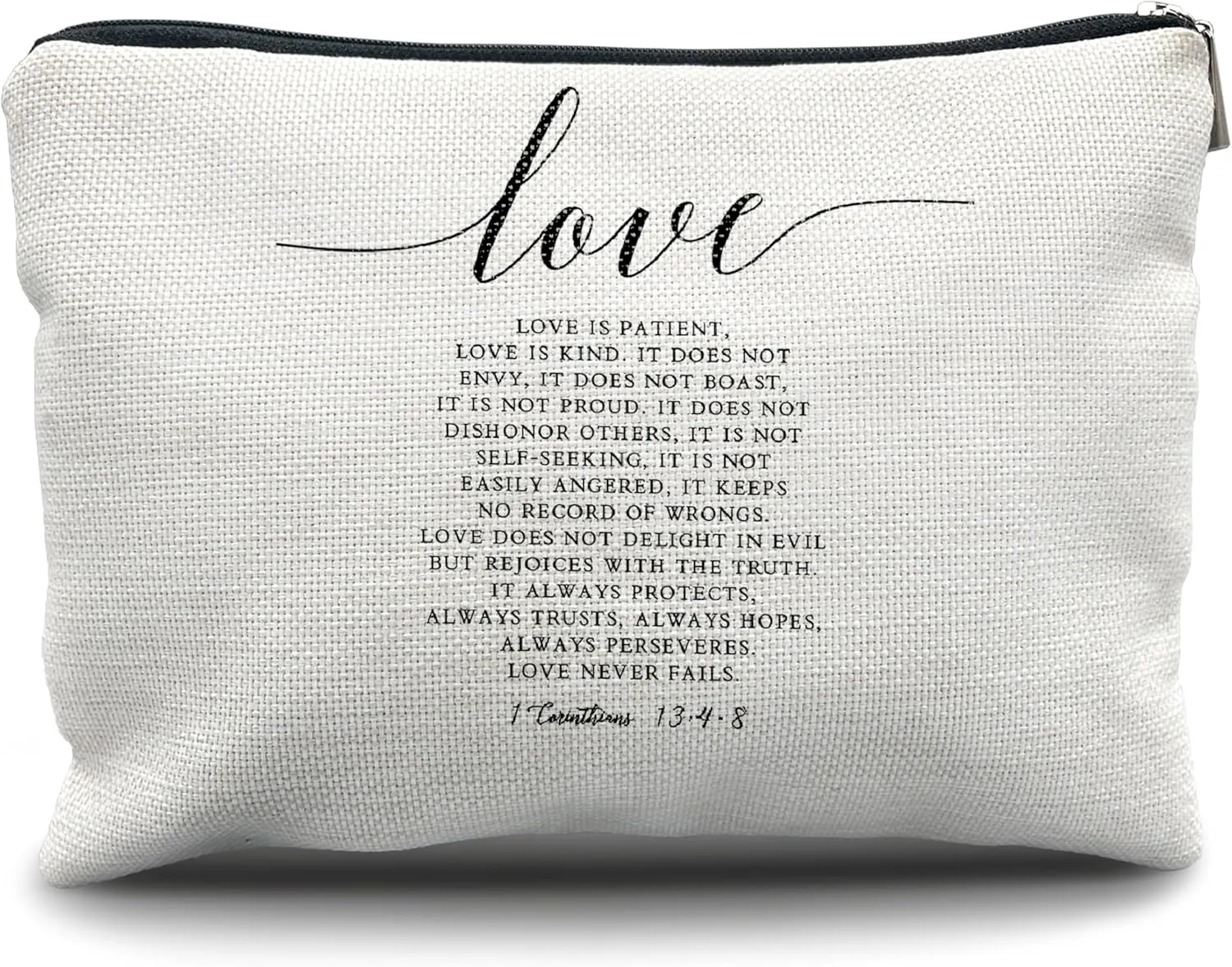 Nogrit Christian Makeup Cosmetic Bag,Bible Verse 1 Corinthians 13:4-8 Love Never Fails Makeup Travel Toiletry Bag,Christian Gifts for Women Faith Teen Girls Her