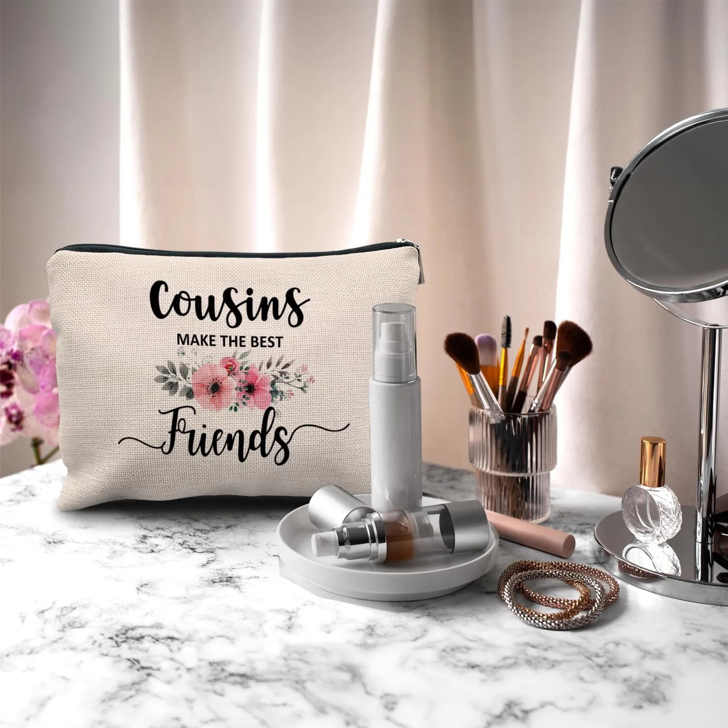 Nogrit Cousin Gifts Makeup Bag - Best Cousin Gifts for Women, Small Cosmetic Makeup Bag for Purse