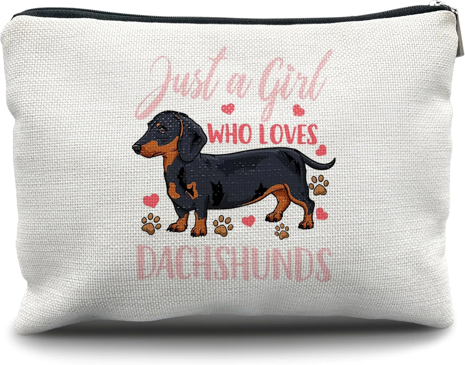 Nogrit Dachshund Makeup Bag Cosmetic Bag,Just a Girl Who Loves Dachshund Dof Makeup Travel Toiletry Bag,Dachshund Mom Gifts for women weiner dog decor weiner gifts