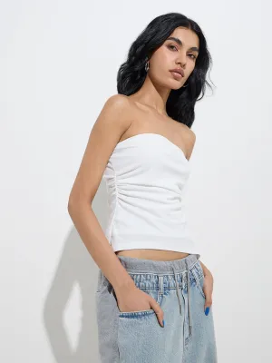 Nuon White Off-Shoulder Tube Top