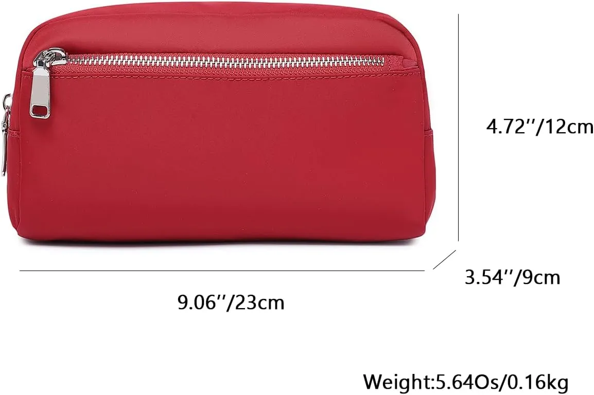 Nylon Female cosmetic bags Canvas toiletry bags Wash bags with large capacity Simple design (Nylon/Burgundy Red)
